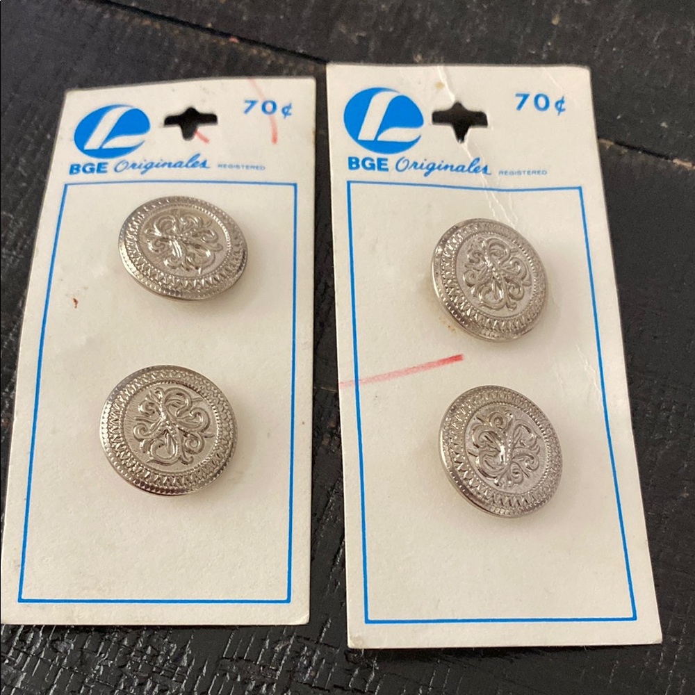 Vintage BGE Originales Silver Crest Blazer Buttons 3/4” Set Of 4 NOS!